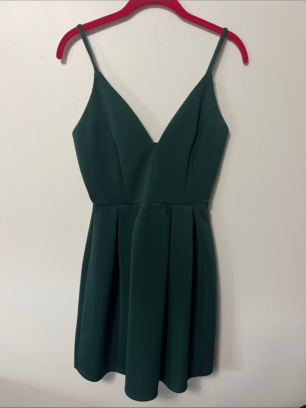 Windsor Deep Green V-Neck Spaghetti Strap Mini Dress